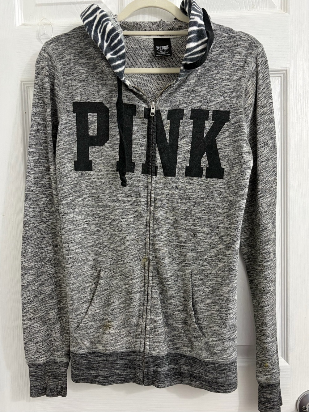 PINK Victoria’s Secret Grey Zip-Up Hoodie Jacket. Size XS $15